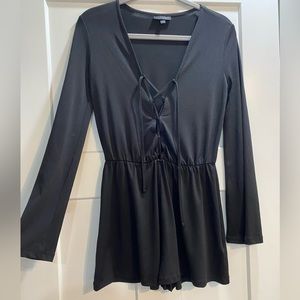 Topshop long sleeve lace-up romper- Black size 2